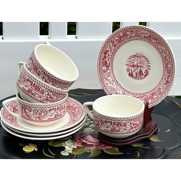Cup and Saucer Set Memory Lane Pink/White Birthday Wedding Mom Gift Royal USA - Picture 3 of 9